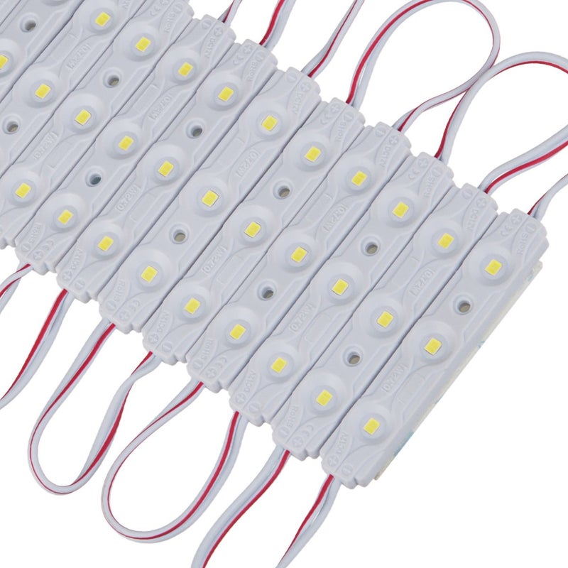 Q QINGCHEN 200pcs Daylight White 6500K Injection 0.72W 12 Volt DC LED Module for Signs 2835 SMD 3 LEDs Waterproof Decorative Light for Letter Advertising Signs with Tape Adhesive Backside - Image 2